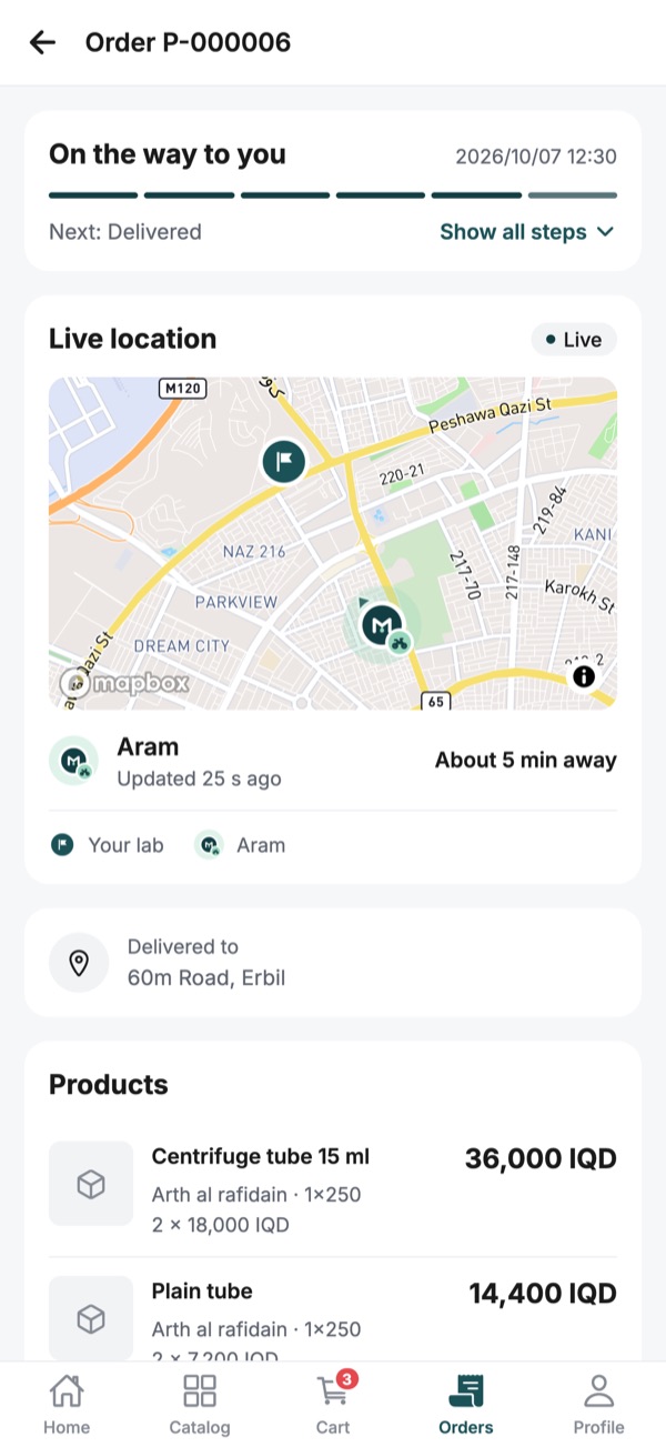 Labmart app screen